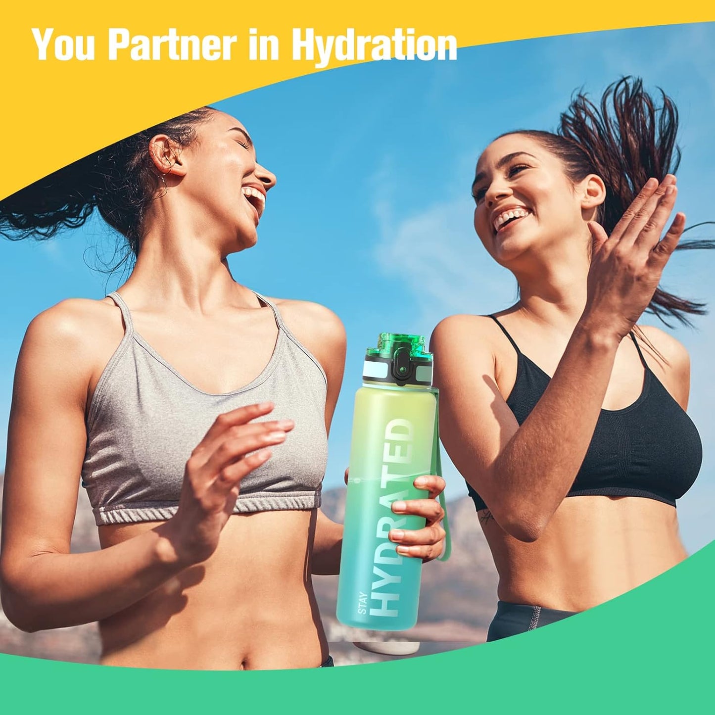 Sahara Sailor Water Bottle - Durable & Leakproof Tritan Design | Motivational Time Marker, BPA Free, 32oz