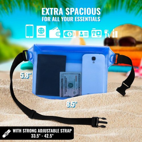 AiRunTech Clear Waterproof Fanny Pack - Essential Beach & Cruise Accessory | Fits Phone, Passport & Wallet
