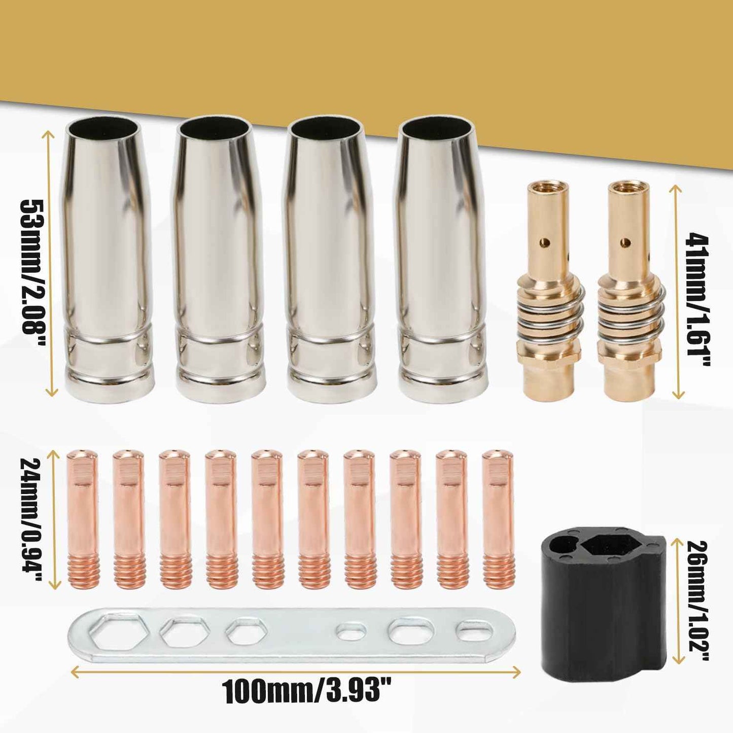 Flexible Mig Welding Neck, 360 Flexible Mig Extension, 030 Inch 0.8mm M6 Nozzle Holder Diffuser&Guard&Torch Neck for MB15 15AK Flexible Mig Gun Extension