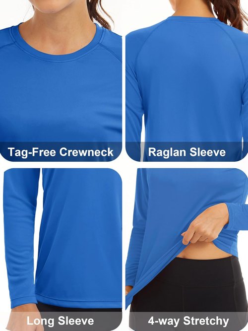 MAGCOMSEN Women's Long Sleeve UPF 50+ Sun Protection Shirt - Ideal for Hiking, Fishing & Workouts