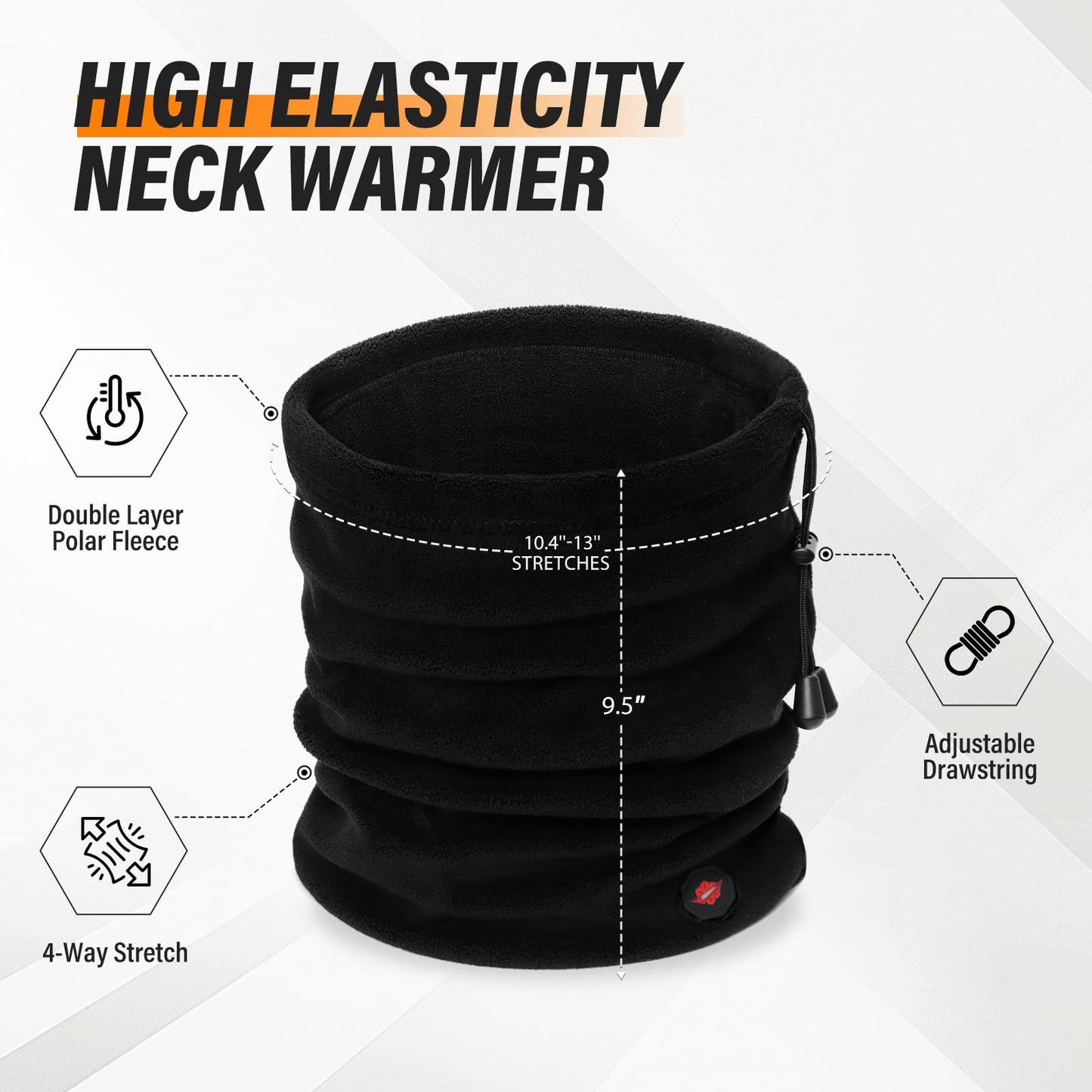 Dr.Warm Rechargeable Heated Neck Gaiter for Men & Women – Windproof Fleece Face Mask for Winter Sports, Running, Hiking, Cycling – Warm Battery-Powered Neck Warmer