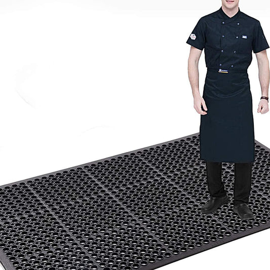 jxgzyy 83x35 Commercial Anti-Fatigue Drainage Rubber Matting Non-Slip Rubber Drainage Mat Commercial Kitchen Floor Mat Rubber Mat with Holes for Wet Area Use Black