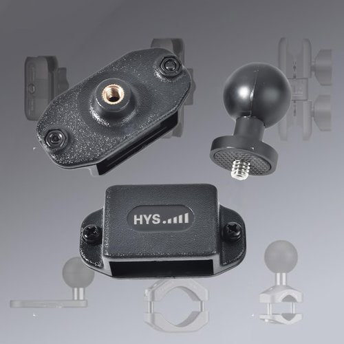 HYS Handheld Ham Radio&Mic with Belt Clip Single Side Radio Mount, CB Radio with Belt Clip Holder Mounting Kit with 1'' Ball Mount Adapter Compatible with RAM Mounts B Size Double Socket Arm