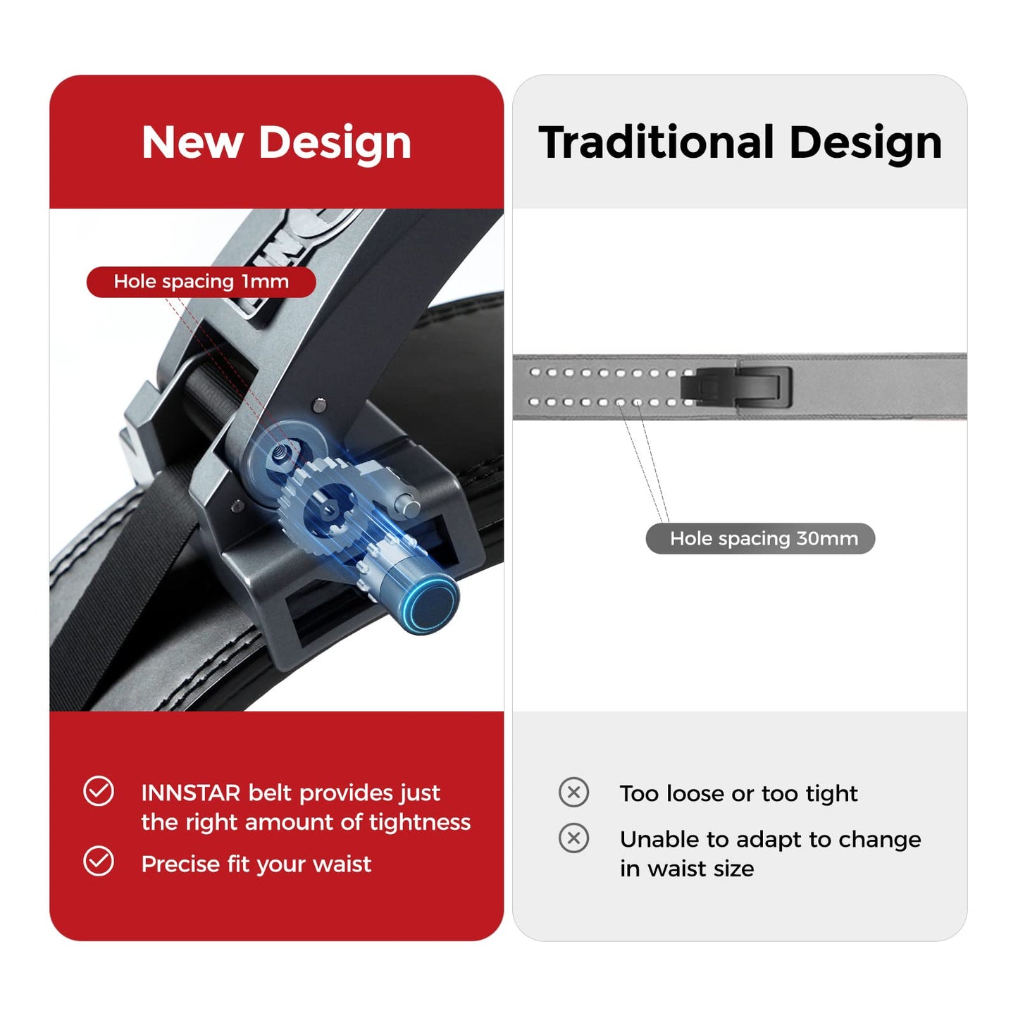 INNSTAR 13MM Weight Lifting Belt - Original Ratchet Macro Adjustment Design, 4'' Wide Premium Nylon / Leather Powerlifting Belt for Powerlifting, Bodybuilding- Lifting Belt for Men Women (Black-Leather, M)
