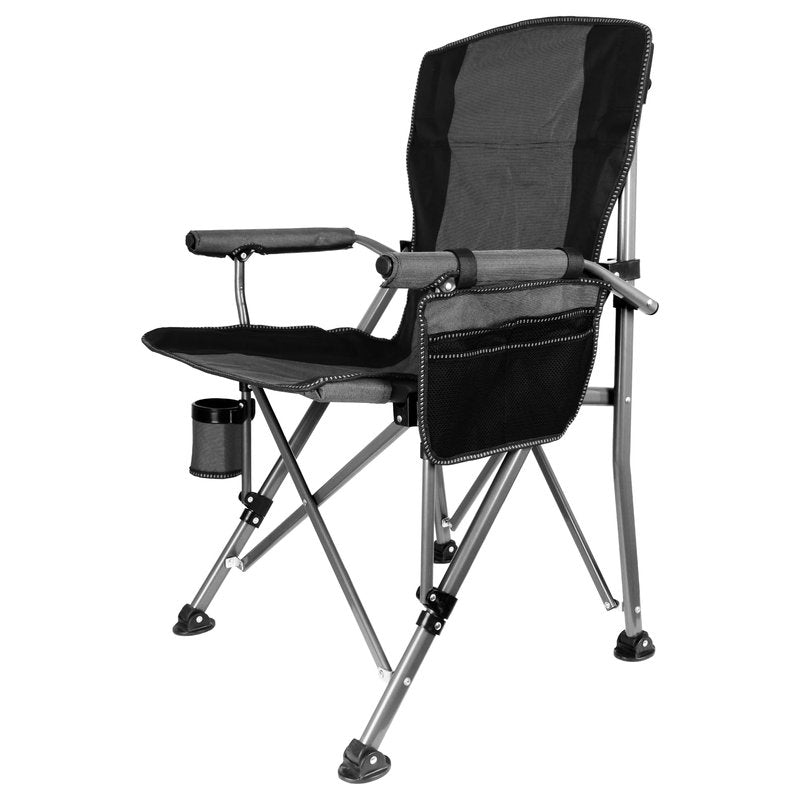 Anmiro Folding Camping Chair with Cup Holder and Storage Bag, Heavy Duty Support 400 LBS, Oversized Collapsible Portable Camping Chair for Outdoor Camp, Picnic, Travel, Fishing Grey