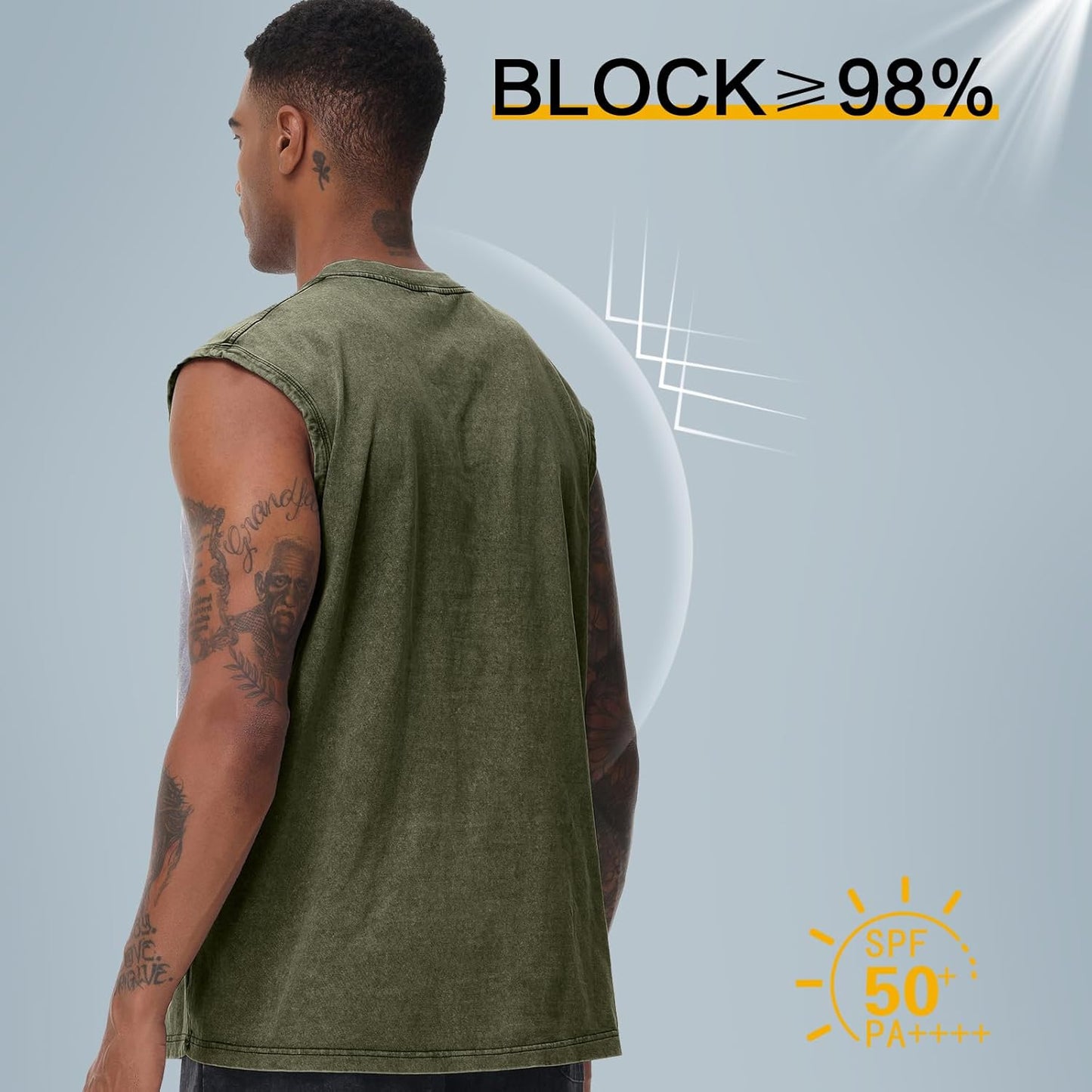 Skiennix Men's Cotton Sleeveless Tank Tops - Loose Fit Muscle Gym Tees for Running & Beach