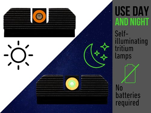 XS SIGHTS Minimalist Tritium Night Sights, Fits Glock Gen 1 – 5 +MOS Pistols, Tritium & Photoluminescent Front w/Serrated Rear fit Glock Suppressor/Optic Height 17,19,19X,22-24,31-36,38,45,47,49