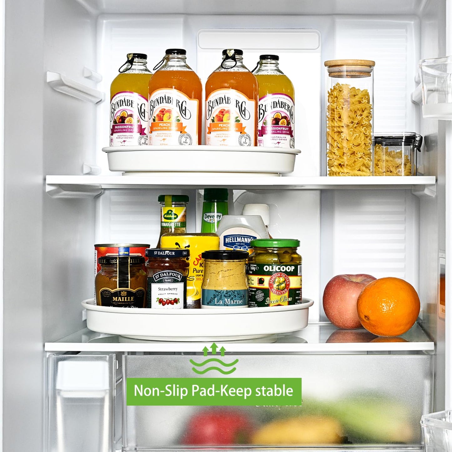 Amolliar Lazy Susan Organizer, 10" Metal Rotating Turntable for Kitchen, Fridge, Cabinet, Countertop, Pantry Storage Organizer, Tray for Household Purpose, Under Sink Organizer, Spice Rack, White 1PC