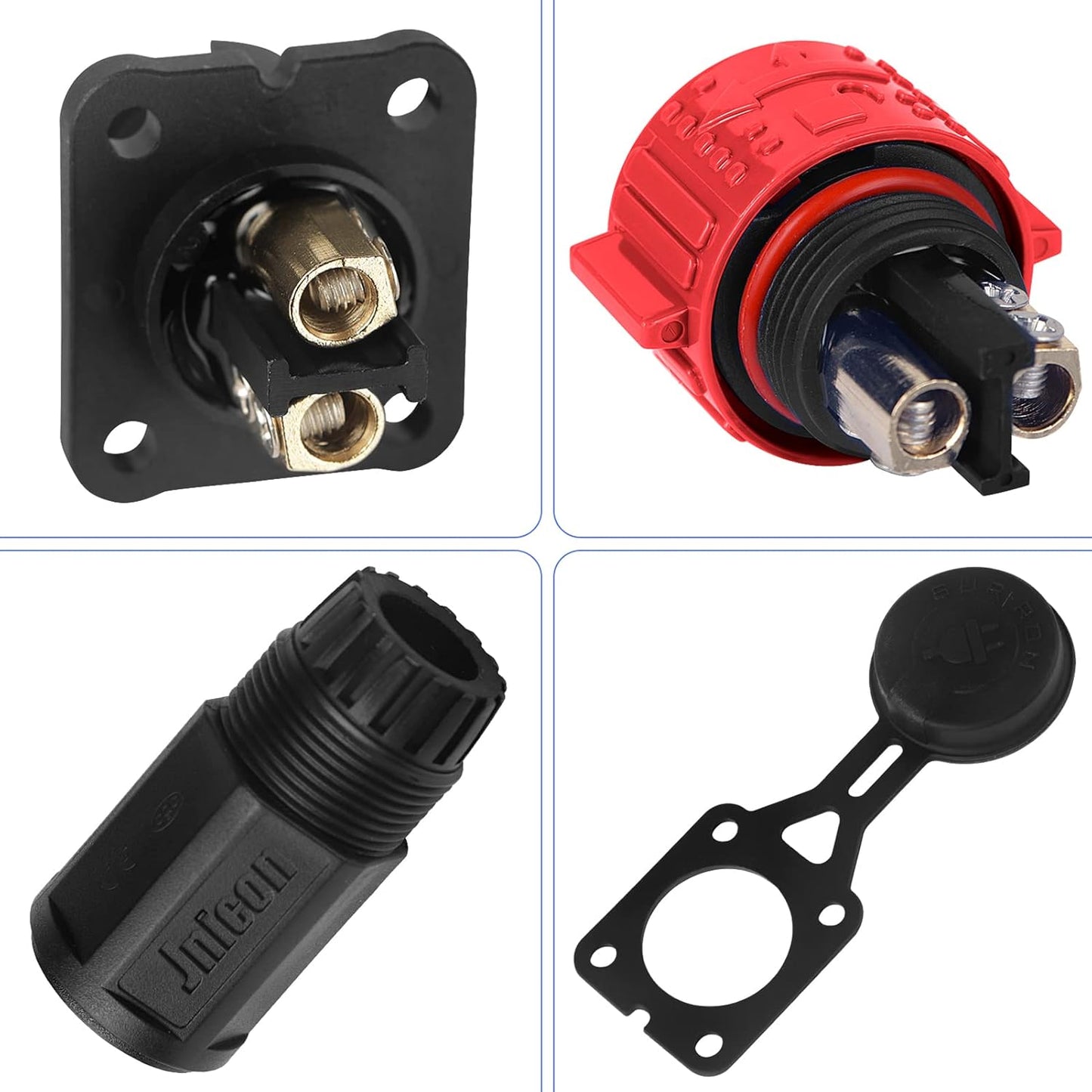 Skiennix Trolling Motor Plug Receptacle Set - Waterproof 12V/24V/36V/48V DC Power Connector for Marine Use