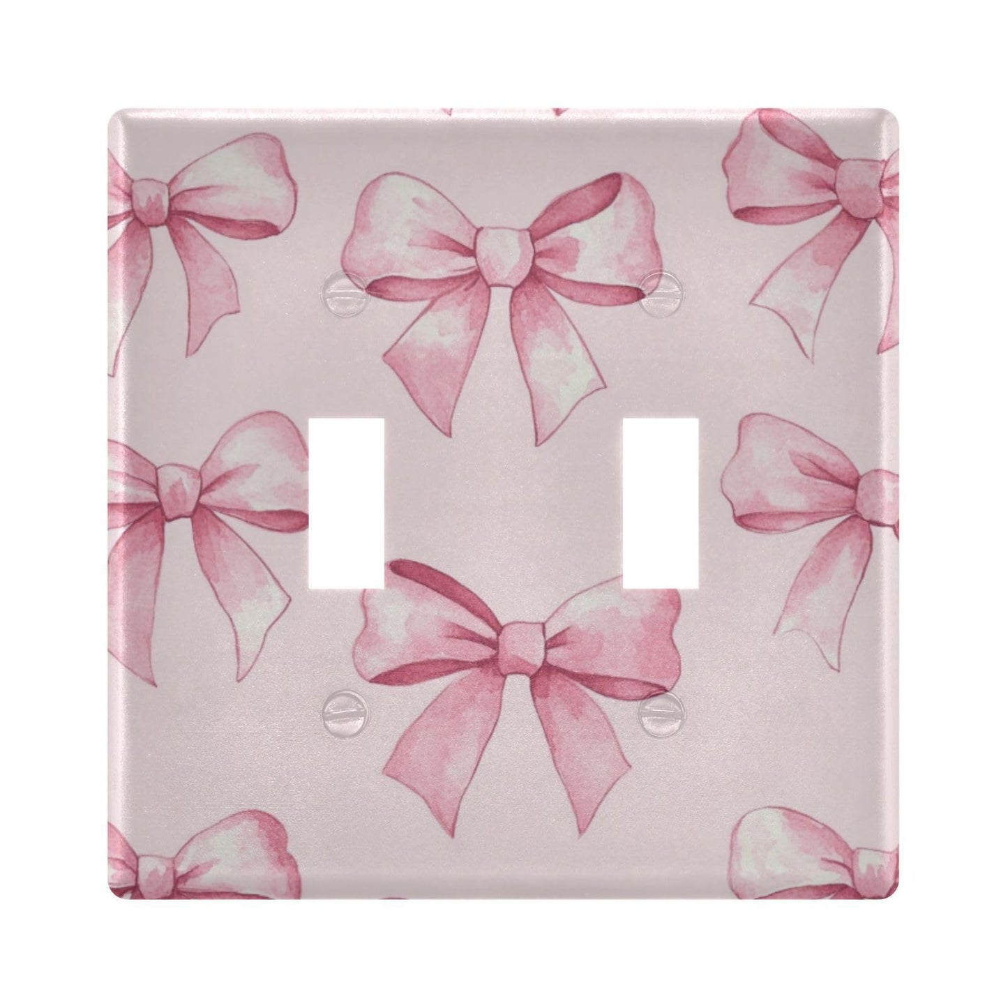 FLildon Pink Bows Wall Plates, Double Toggle Light Switch Cover Wall Plate 2 Gang, Decorator Light Switch Cover, Standard Size Wall Plates for Bedroom Home Decor