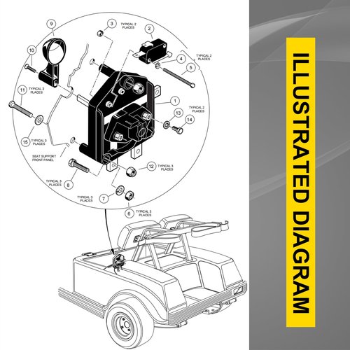 Golf Cart 48V Forward Reverse Switch Assembly and Handle for Club Car DS, Club Car Forward and Reverse Switch for 1996-UP DS/2018-UP Tempo, OEM# 1017530-05, 1012987
