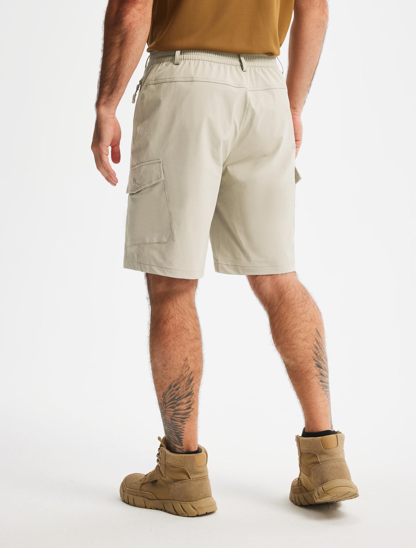 Libin Men's Hiking Cargo Shorts with Zipper Pockets 9" Lightweight Quick Dry Casual Shorts for Men Golf Work Fishing, Light Khaki, 34