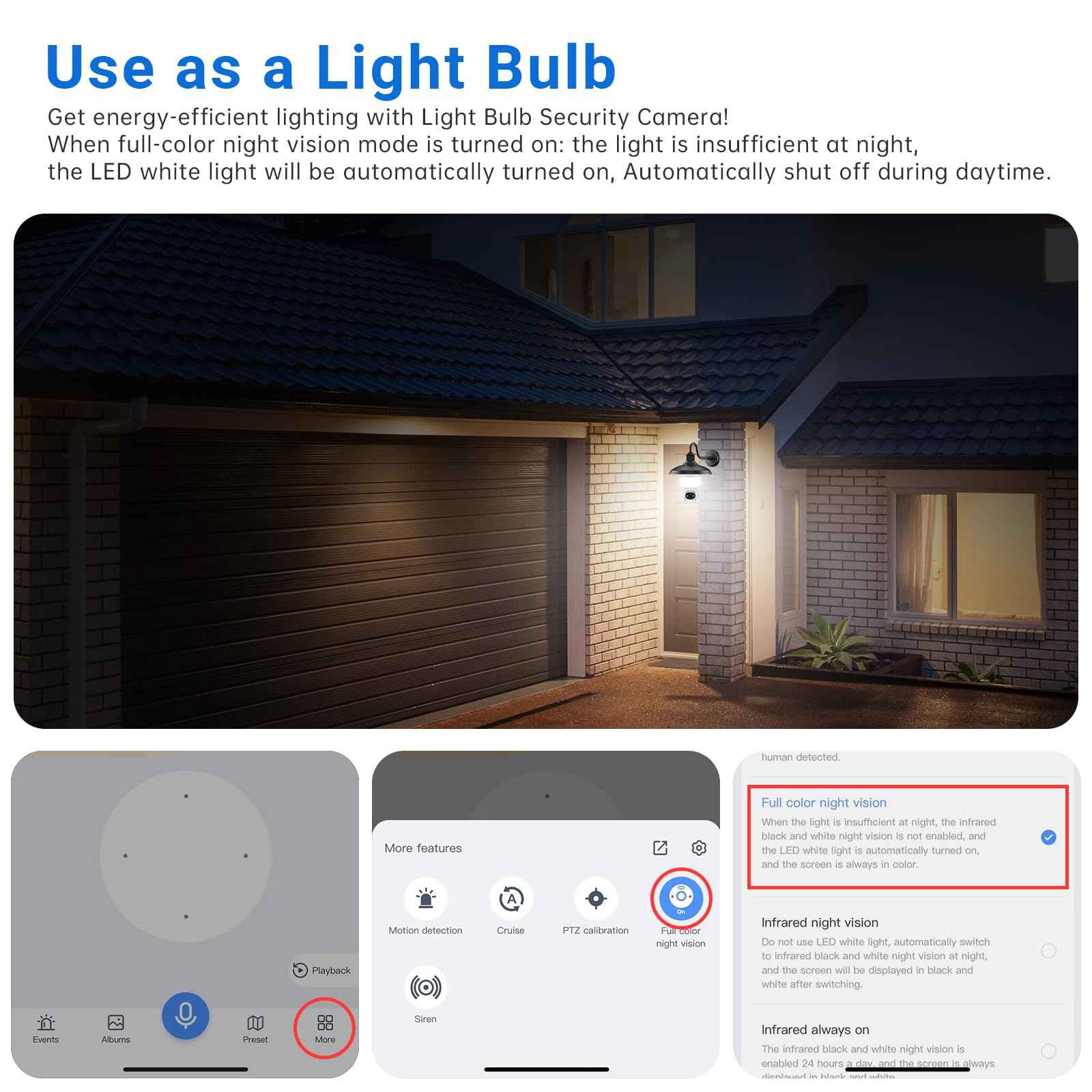 Light Bulb Security Camera, 2.4G/5GHz WiFi 2K Security Cameras Wireless Outdoor Indoor,Bulb Cameras for Home Security,AI Human Detection,Siren Alarm,2 Way Talk,Color Night Vision,Compatible with Alexa