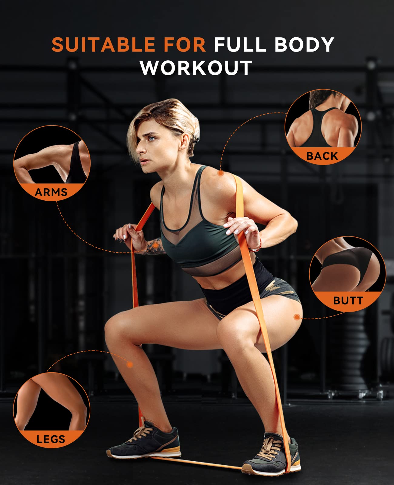 SUNPOW Pull Up Assistance Bands, Set of 4 Heavy Duty Resistance Bands for Men & Women, Natural Latex Exercise Bands for Pull-Up Progression, Home Workout, Strength Training, Mobility & Stretching