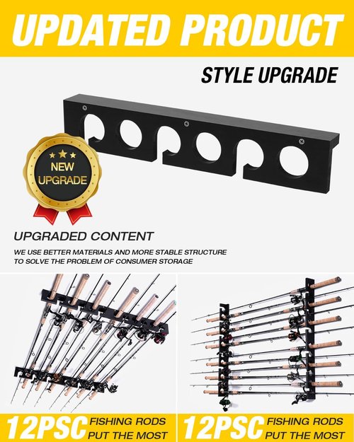 Ghosthorn Fishing Pole Rod Rack - Wall/Ceiling Mounted Organizer for Garage Storage | Durable Fishing Gear Holder