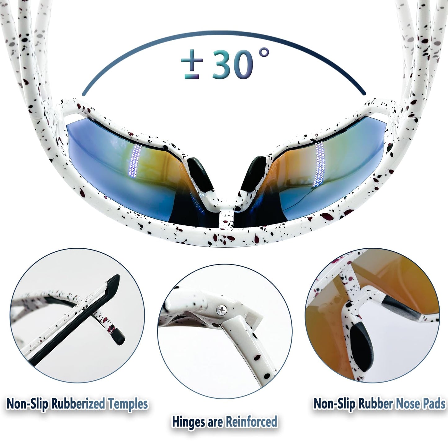 IKTOD Kids Sunglasses Youth Baseball Sunglasses for 8-12-14 Boys Girls,UV Polarized Sports Cycling Skiing for Men Women-K007 (KS-08)