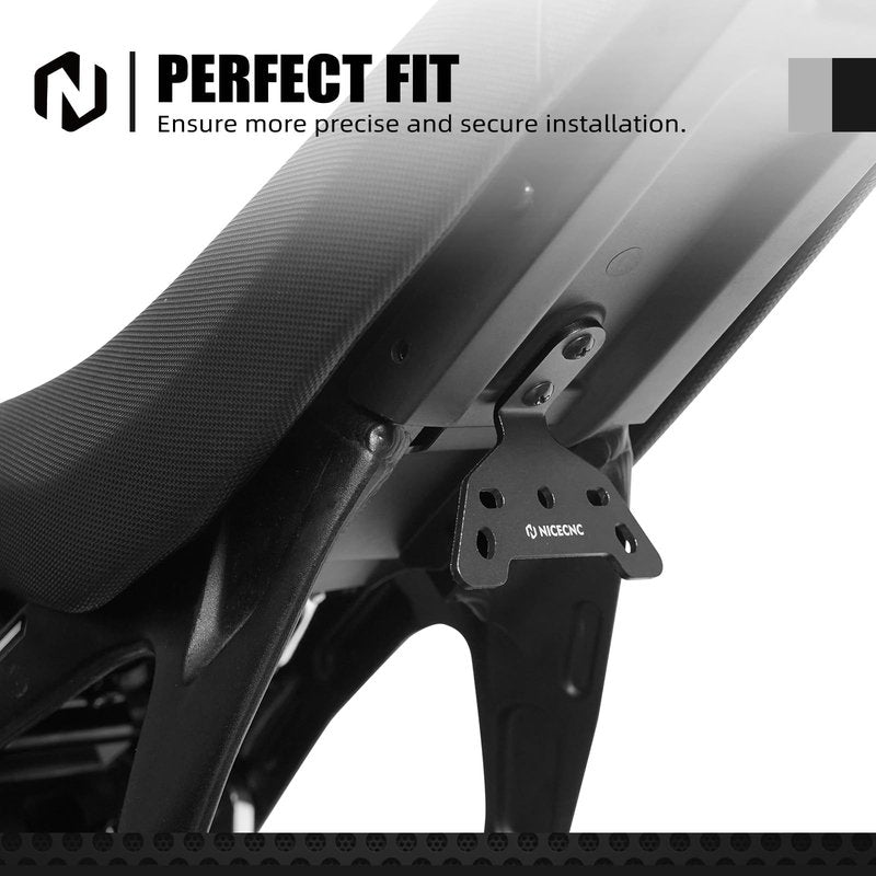 NICECNC Motorcycle License Plate Bracket Holder & Tail Light Mounting Bracket Compatible with Surron Light Bee X/S/L1E Segway X260/X160, Adjustable Rear License Plate Mount, Black