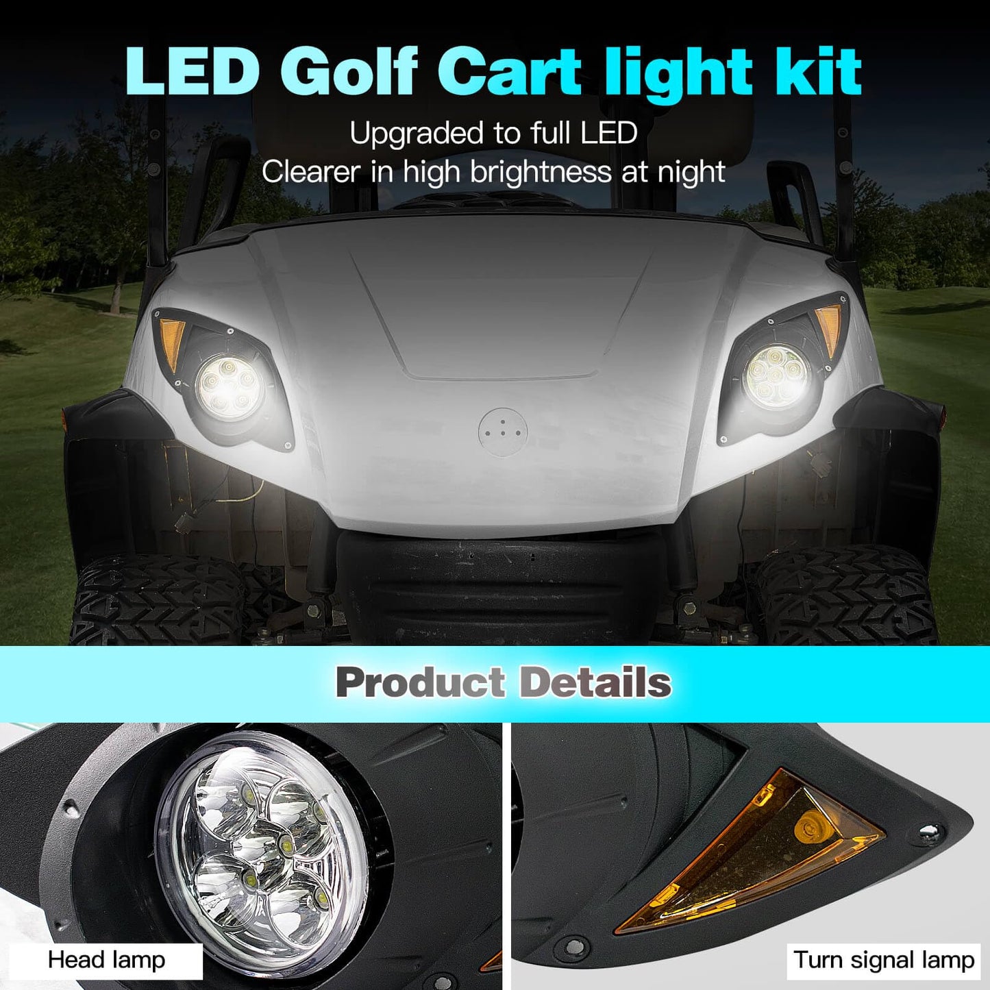 Golf Cart LED Head Light Kit For YAMAHA Drive G29 2007-2016 Gas or Electric Golf Cart Front LED Light Kit Replacement for Yamaha Gas&Electric 12V