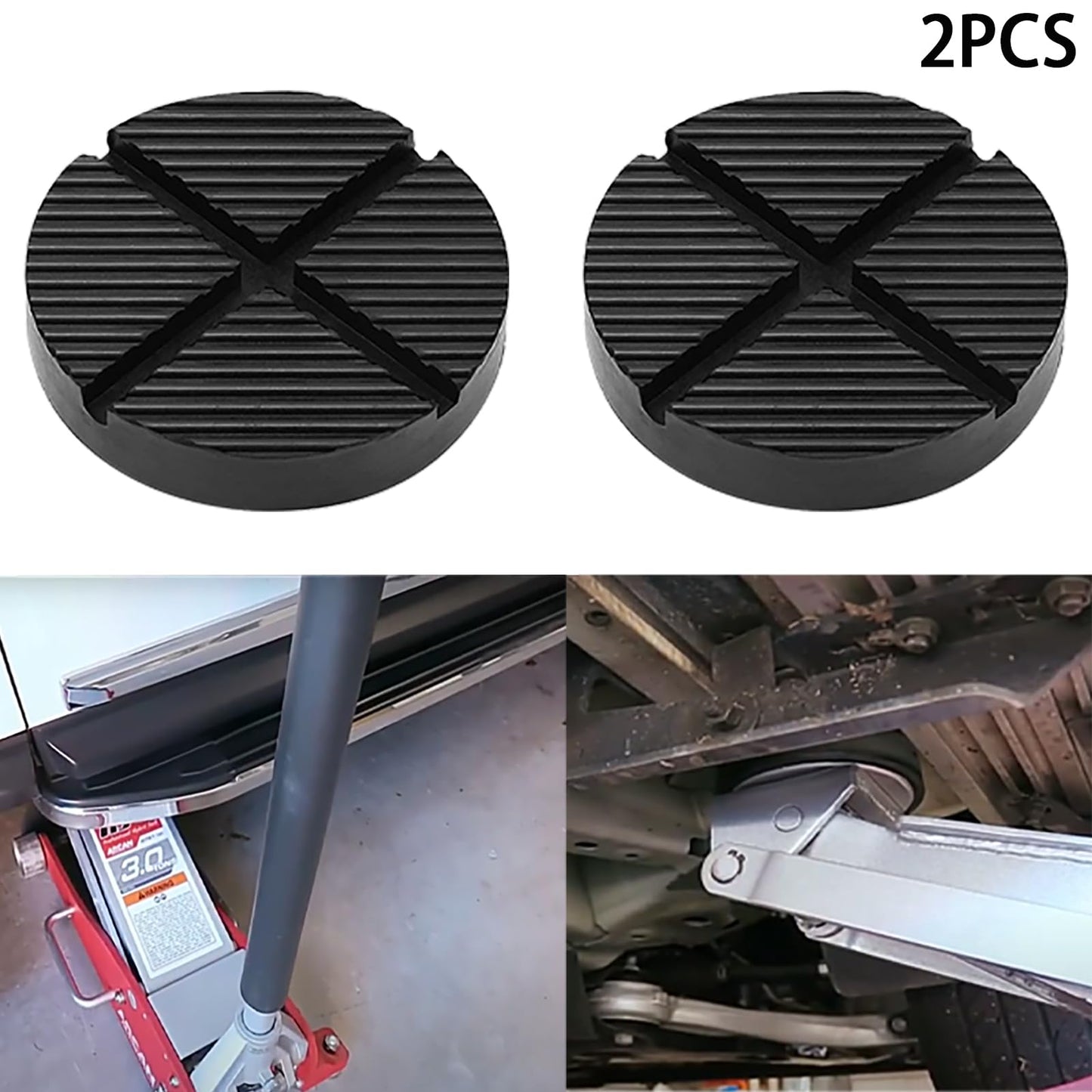 2PCS Rubber Jack Pads, Grooved Surface, Car Jack Block Jacks Adapter Jack Pad Jack Stand Pads for Pinch Welds Vehicle Lifts Rubber Floor Bracket