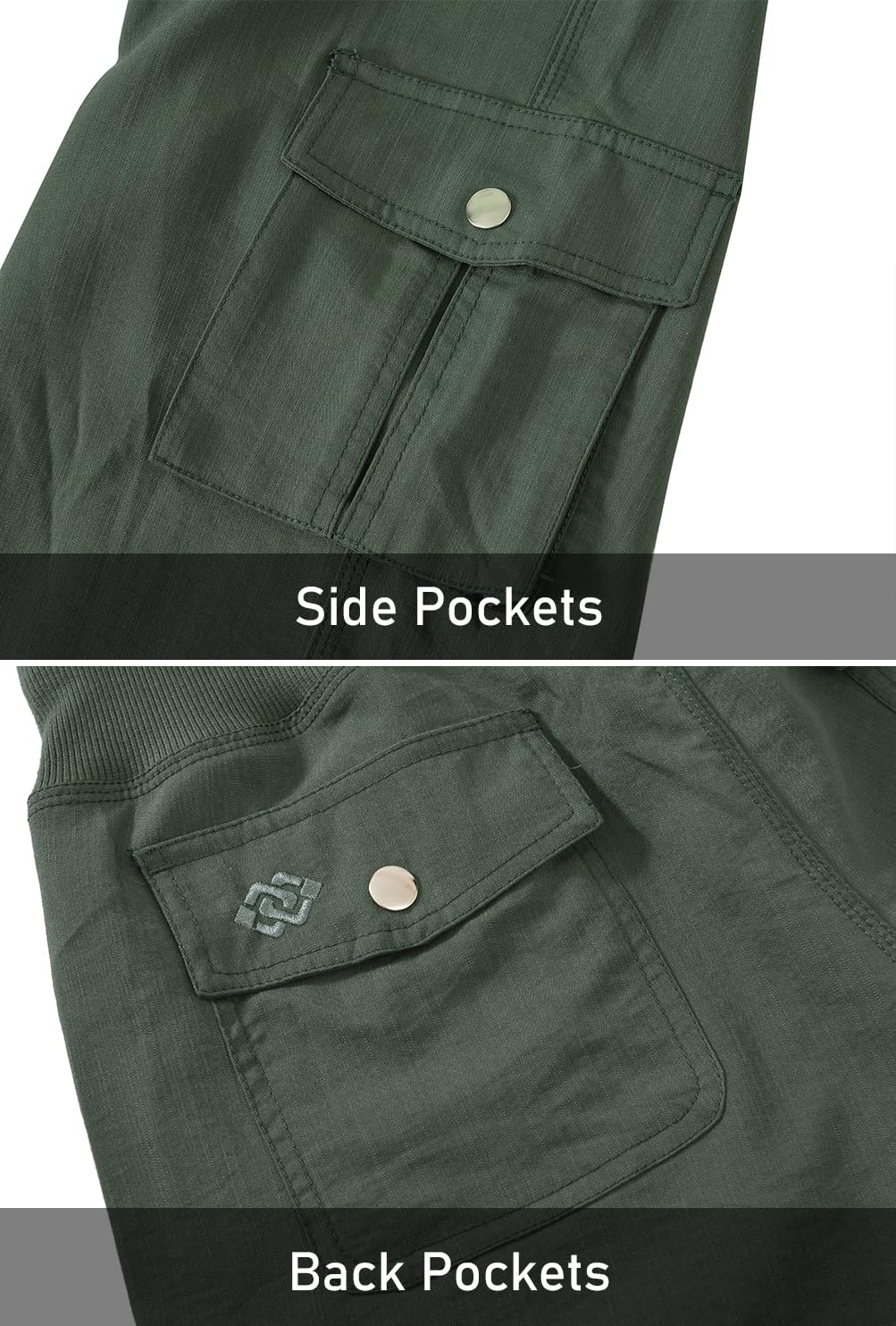 Womens Hiking Cargo Shorts Dry Fit Stretch Athletic Shorts with Pockets Army Green