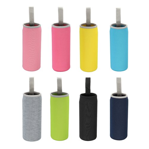 MECCANIXITY Water Bottle Sleeve 500ml Neoprene Carrier Insulated Non Slip Protective Glass Bottles Cover with Strap for Cool or Hot Drinks, Colorful 8 Pack