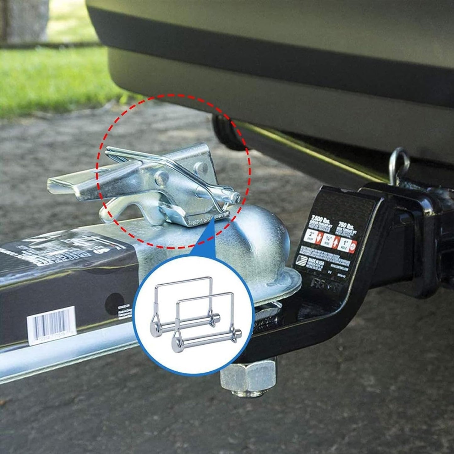 3/8" x 3-5/32" Trailer Hitch Pin 2 Pack, Heavy Duty Carbon Steel Hitch Locking Pins, Zinc Plated Rust-Resistant Coupler Pins for Utility Trailer, RV, Boat, Lawn Tractor, Farm Equipment