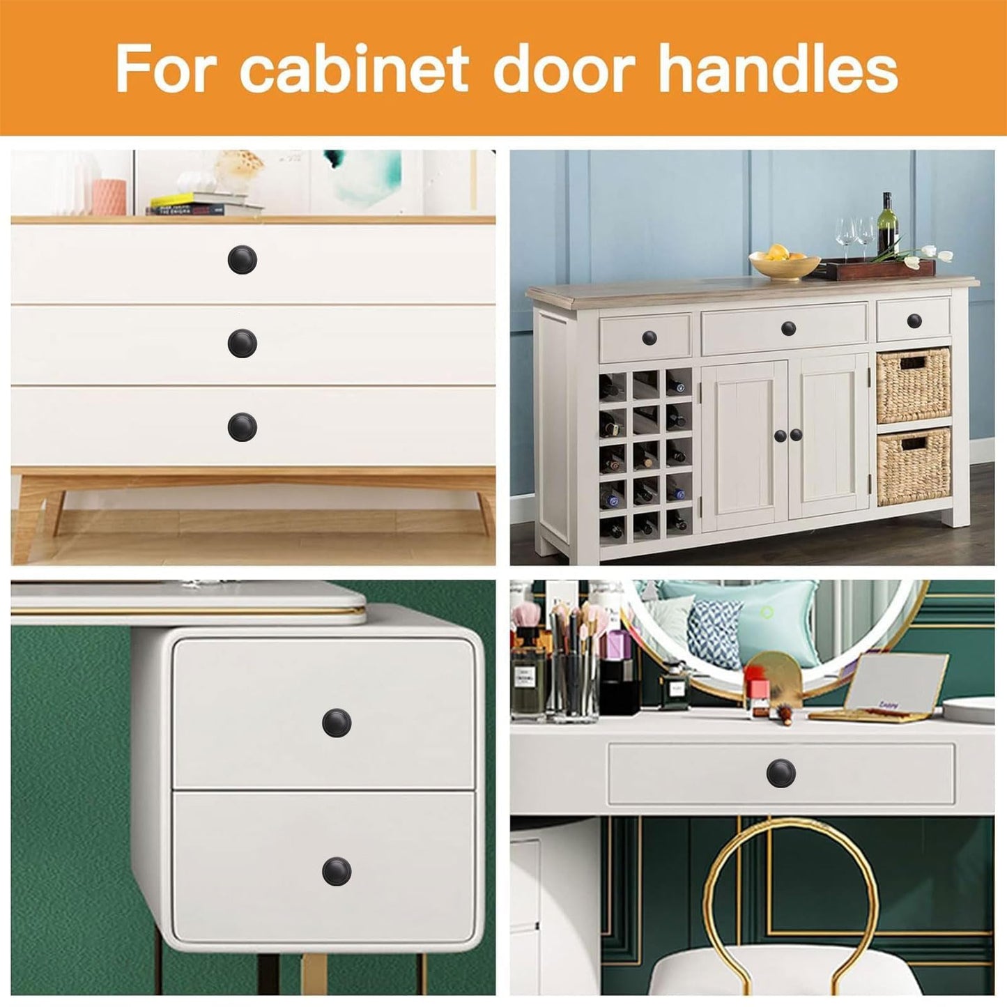 MOROBOR Stainless Steel Drawer Knobs, 8pcs Self-Stick Instant Cabinet Handle Pulls, 1.18Inch Adhesive Sliding Door Stick On Handle with Mounting Screws for Glass Cabinet Cupboard Drawer (Matte Black)