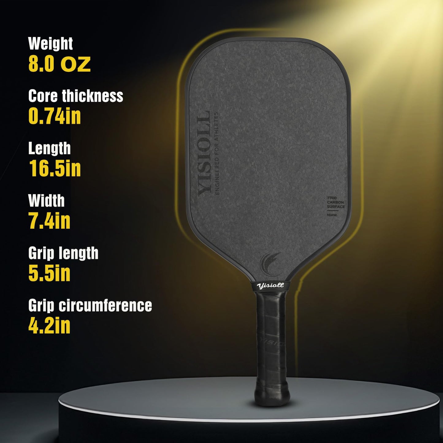 Pickleball Paddles Set of 2, T700 Carbon Fiber Pickleball Paddle, Professional Pickleball Paddles with Strong Power and Spin, Durable & Lightweight Pickleball Rackets for All Players