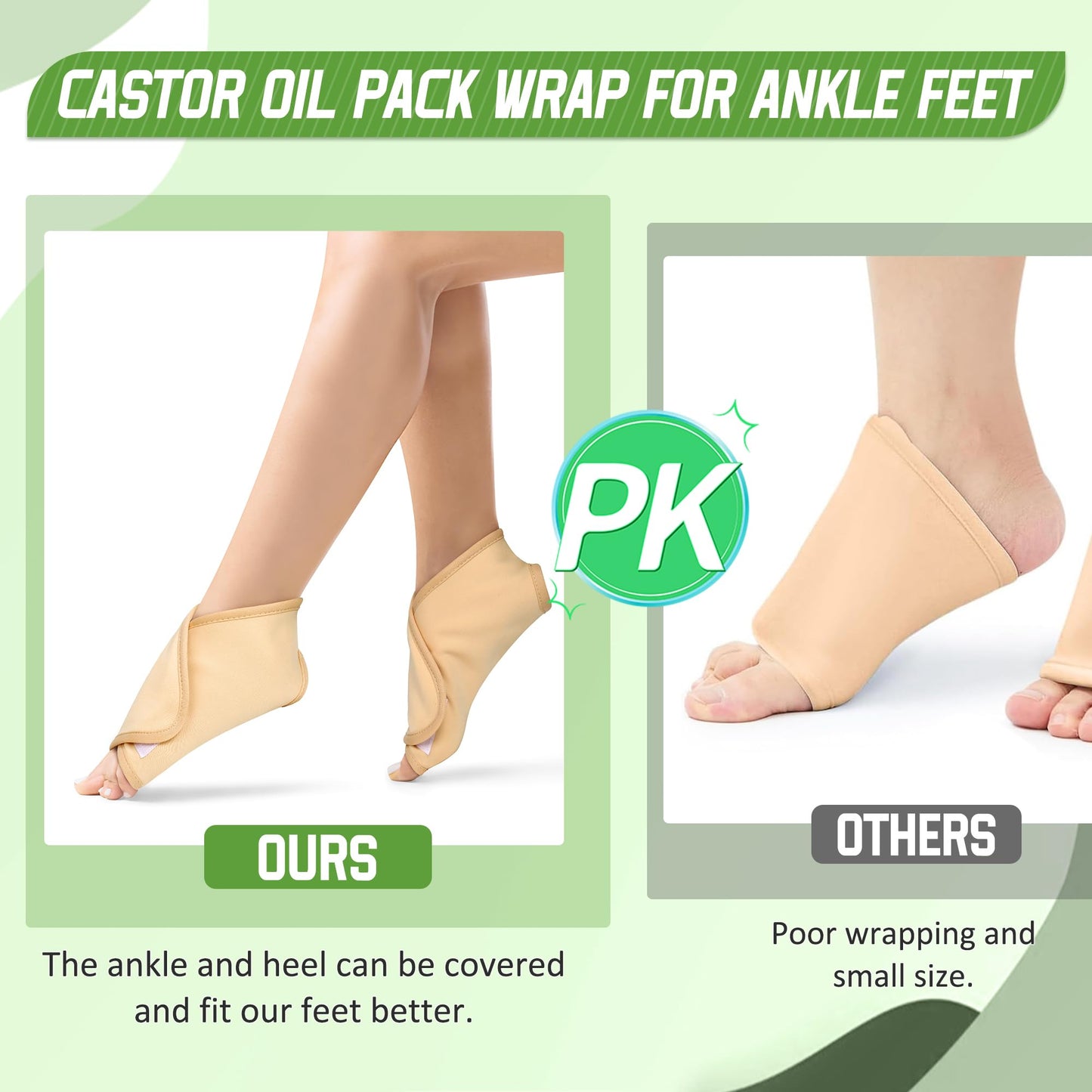 Castor Oil Pack Wrap for Ankle Reusable Feet Brace Adjustable Acrylic Flannel Castor Oil Compress for Women Ankle Support Plantar Fasciitis Relief