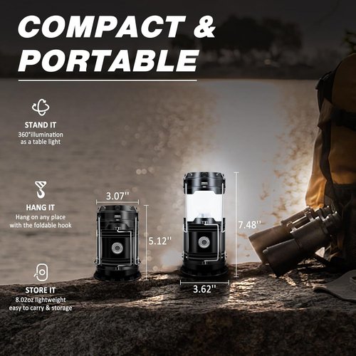 DIBMS Solar Camping Lantern - 4-Pack Collapsible LED | USB Rechargeable Emergency Lights for Outdoor Use