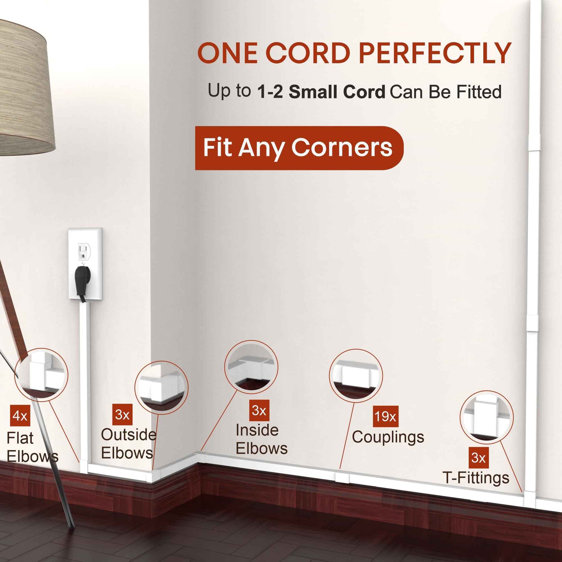 One Cord Channel Cable Concealer - 315in One-Cord Cover for Wall, Mini Wire Hider for 1-2 Wires, Paintable Electric Cable Cover for Outside, Wall Mount TV Cord Hider