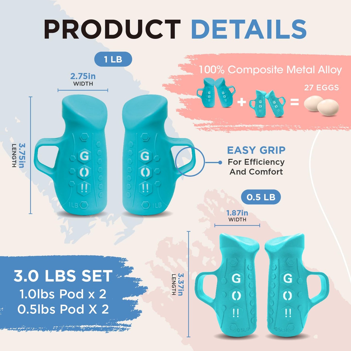 Yoga Weights for Yoga Workouts Fitness Exercises, Hand Weights Dumbbells Set for Body Sculpting & Toning - Elevate Your Workout (Blue)