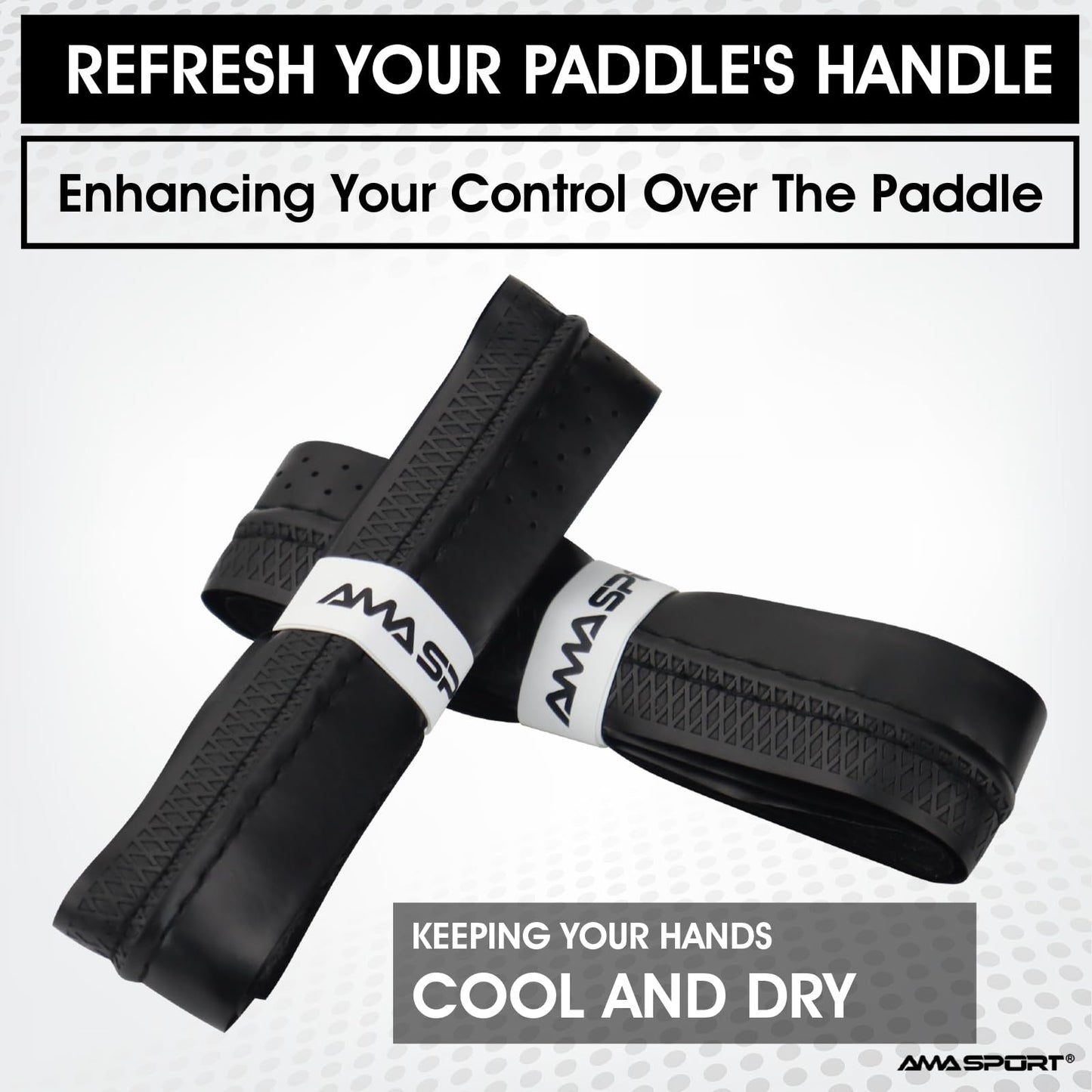 PICKLETECH Pickleball Paddle Grip Tape - 2 Pack - Perforated Embossed Replacement Grip Wrap for Pickleball Racket-Moisture Wicking Tacky Surface - Anti-Slip Ridge-Black
