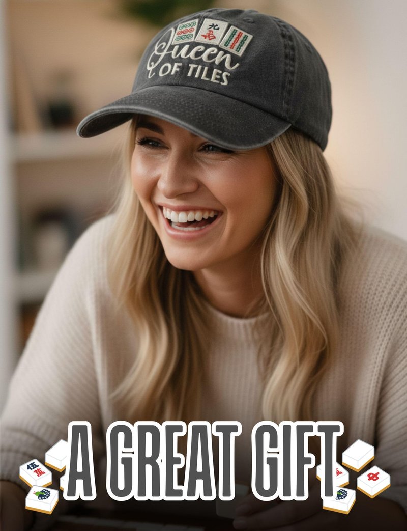 InnoBeta Mahjong Gifts for Women, Funny Embroidered Adjustable Cap for Mahjong Lovers, Friends for Birthday Christmas Grey