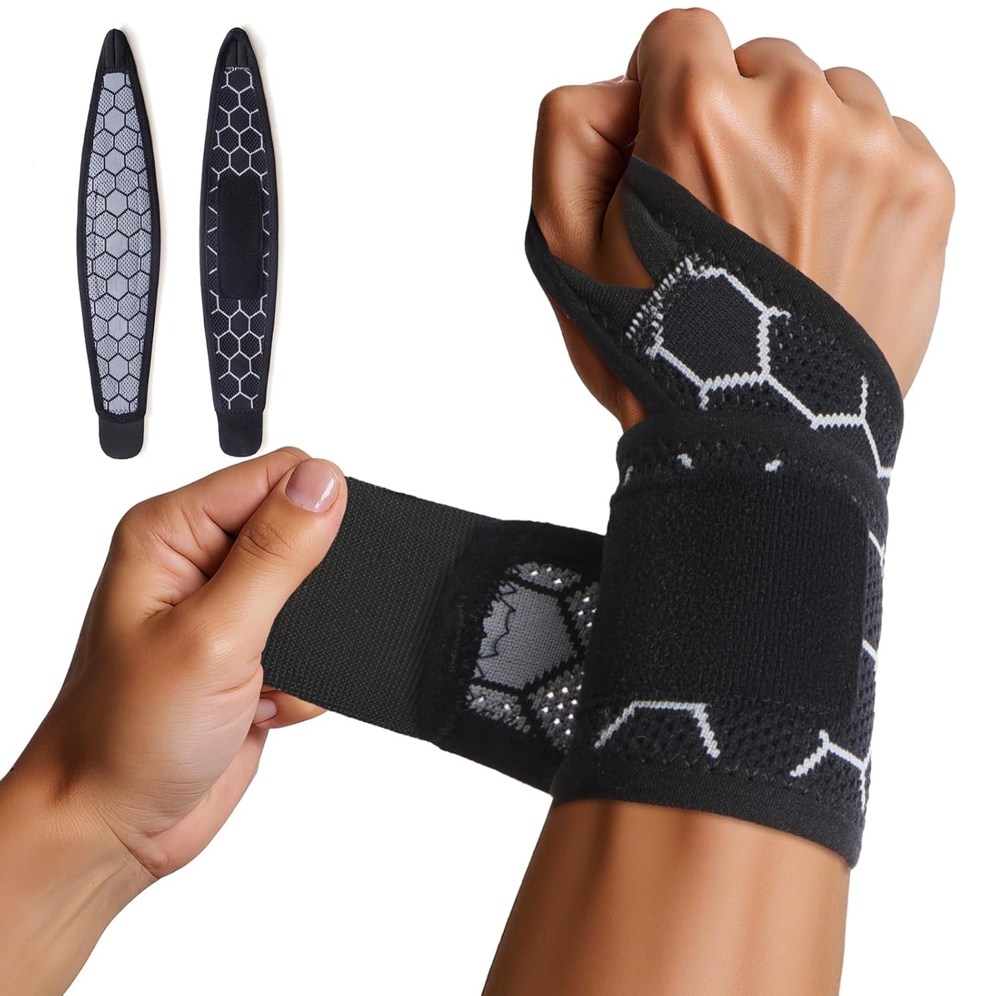 Skiennix Adjustable Wrist Support Brace - Breathable Wrap for Carpal Tunnel Relief | Unisex, One Size (Black)
