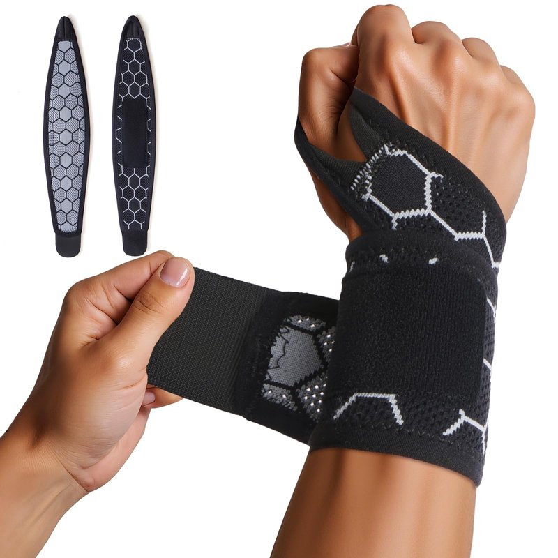 RllyGrt Adjustable Wrist Support Brace - Breathable Wrist Wraps for Carpal Tunnel, Tendonitis, Pain Relief, Workout and Daily Use - Unisex, One Size Fits All (Black), 1 Pack