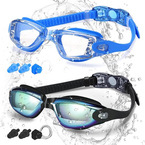 COOLOO Swim Goggles - Anti-Fog, UV Protection, No Leak Design | 2-Pack for Adults & Kids