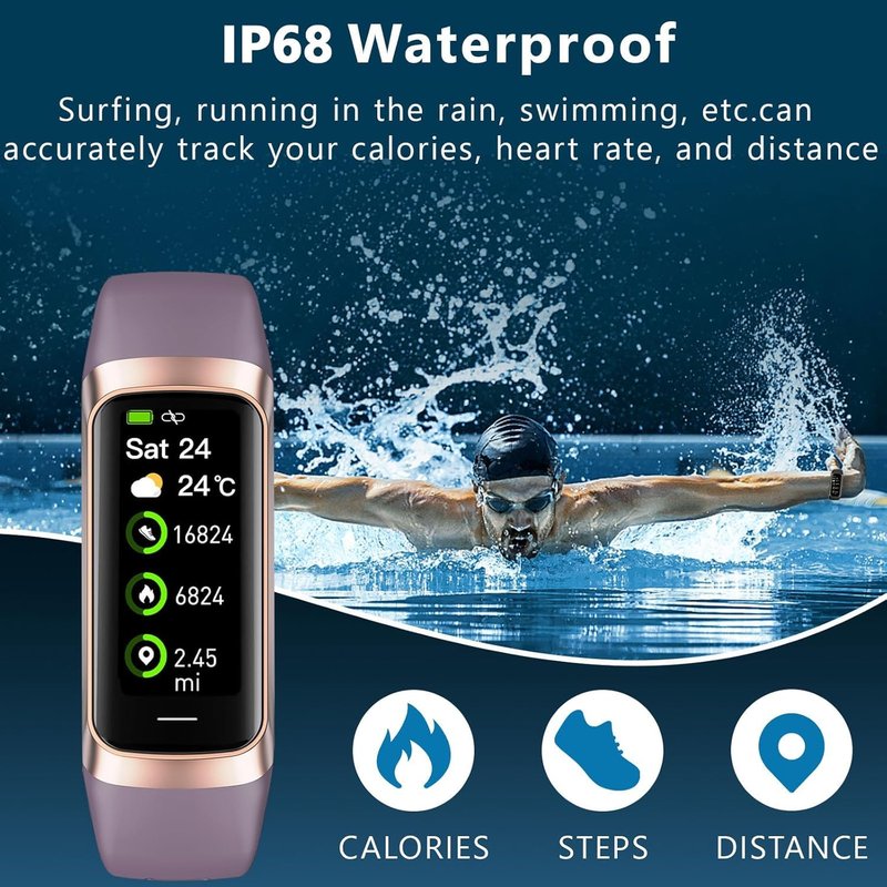 BSLIZHEN Fitness Tracker with 24/7 Blood Oxygen Heart Rate and Sleep Monitor,IP68 Waterproof,1.10''AMOLED Touch Color Screen,Step Counter Health Activity Trackers for Women Men (Bordeaux)