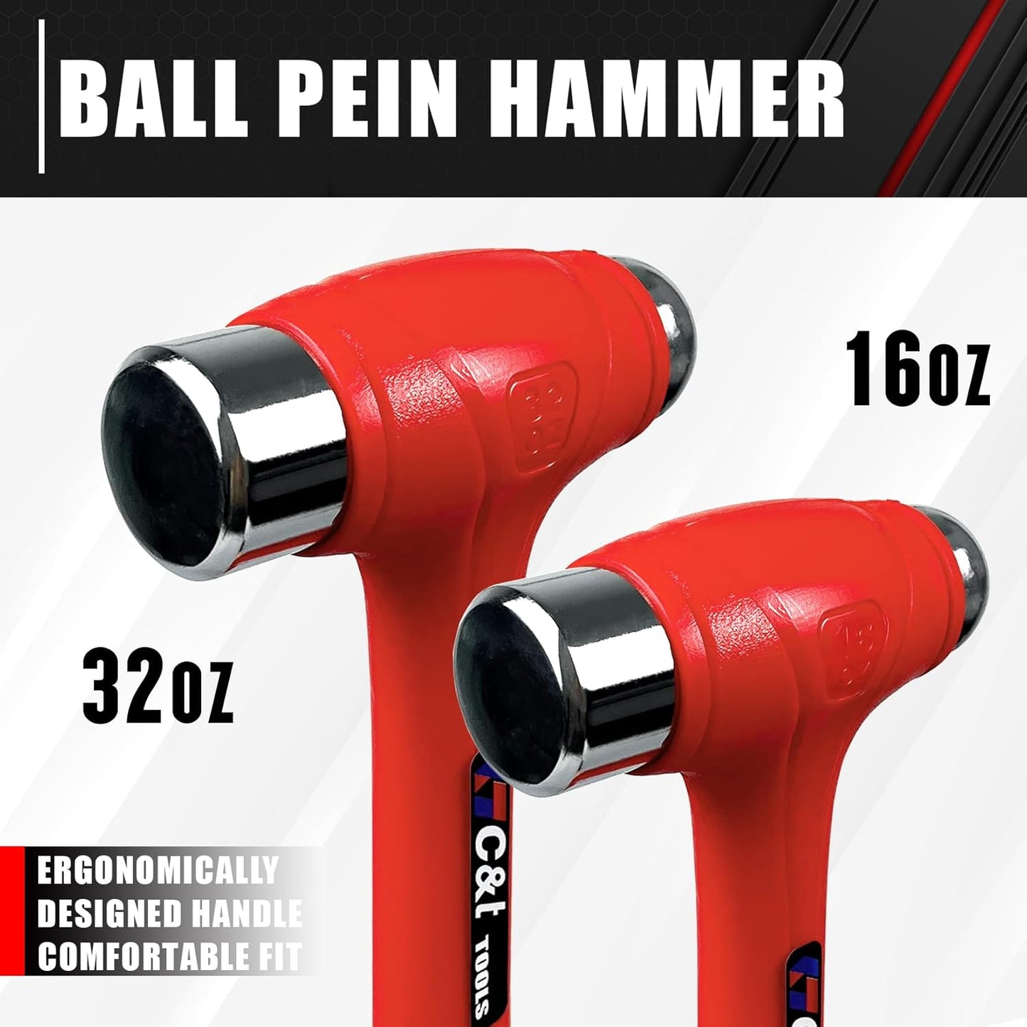 5-Piece Hammer Set with Fiberglass Handles | Ball Peen, Rubber Mallet & Sledge Hammers