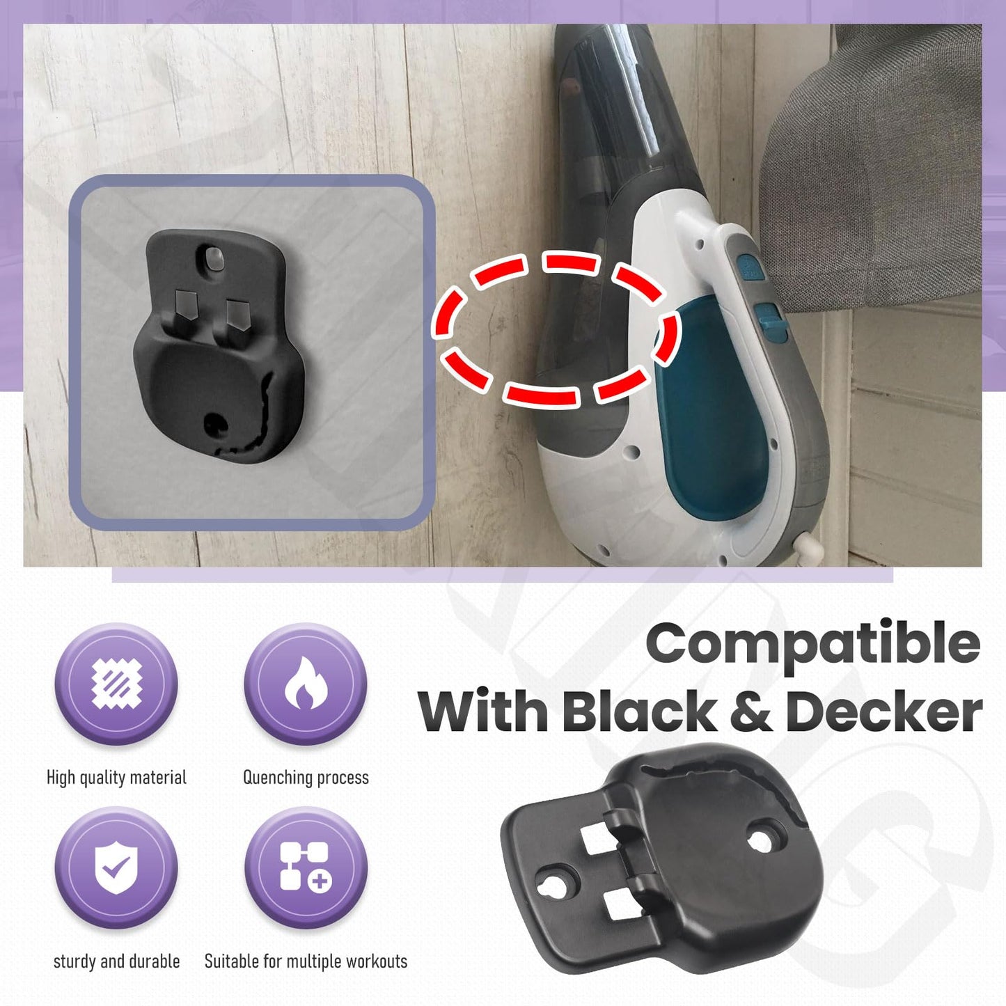 2 Pack 90606947-01 Vacuum Wall Base | Replacement Wall Mount Compatible with Black & Decker BDH2010LP, HHVI325JR, HHVI325JR22TG, HHVI325JR22, HHVI320JRS02