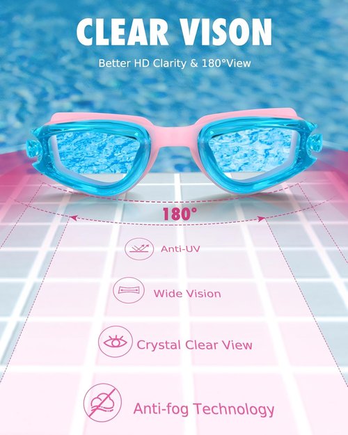 Aegend Swim Goggles - Anti-Fog & UV Protection for Kids Aged 3-14 | Comfortable Fit