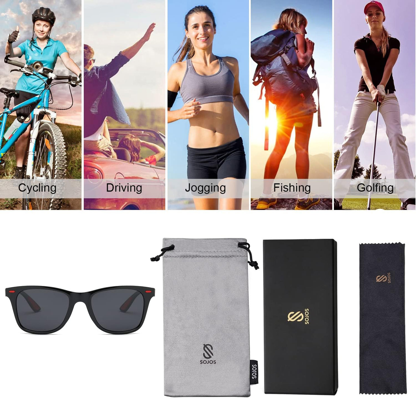 SOJOS Polarized Sports Sunglasses - TR90 Lightweight Design for Running, Cycling, Fishing, Golf | SJ2101