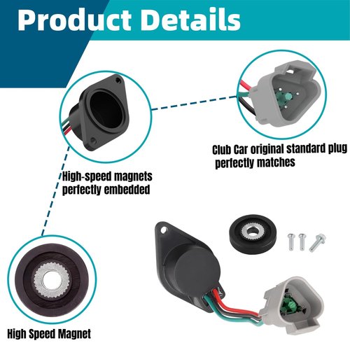 GFHUREB Golf Cart Speed Sensor (High Speed Magnet), for Club Car IQ DS and Precedent (2004-up) 48V Electric Golf Carts with ADC Motor, Replaces OEM 102704901 102265601