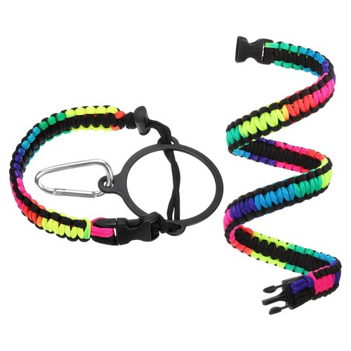 uxcell Paracord Handle, Water Bottle Handle Strap, Paracord Cap Strap Cord, Carrier Strap Cord for Wide Mouth Bottles 16oz to 64oz, Rainbow