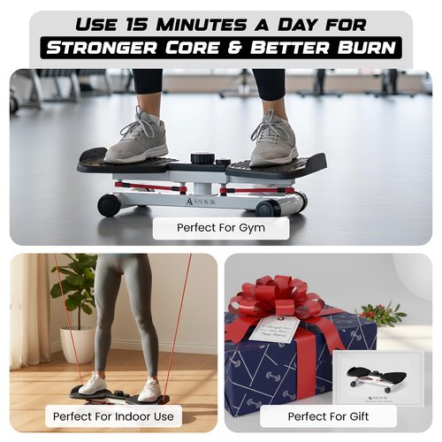 AMAVIK Waist Twister Machine Exercise with Smart Digital Counter, Double Anti-Slip Platform, Noiseless Design, 330lbs Capacity – Core Align Twist Board & Ab Waist Twister for Home Exercise - Black