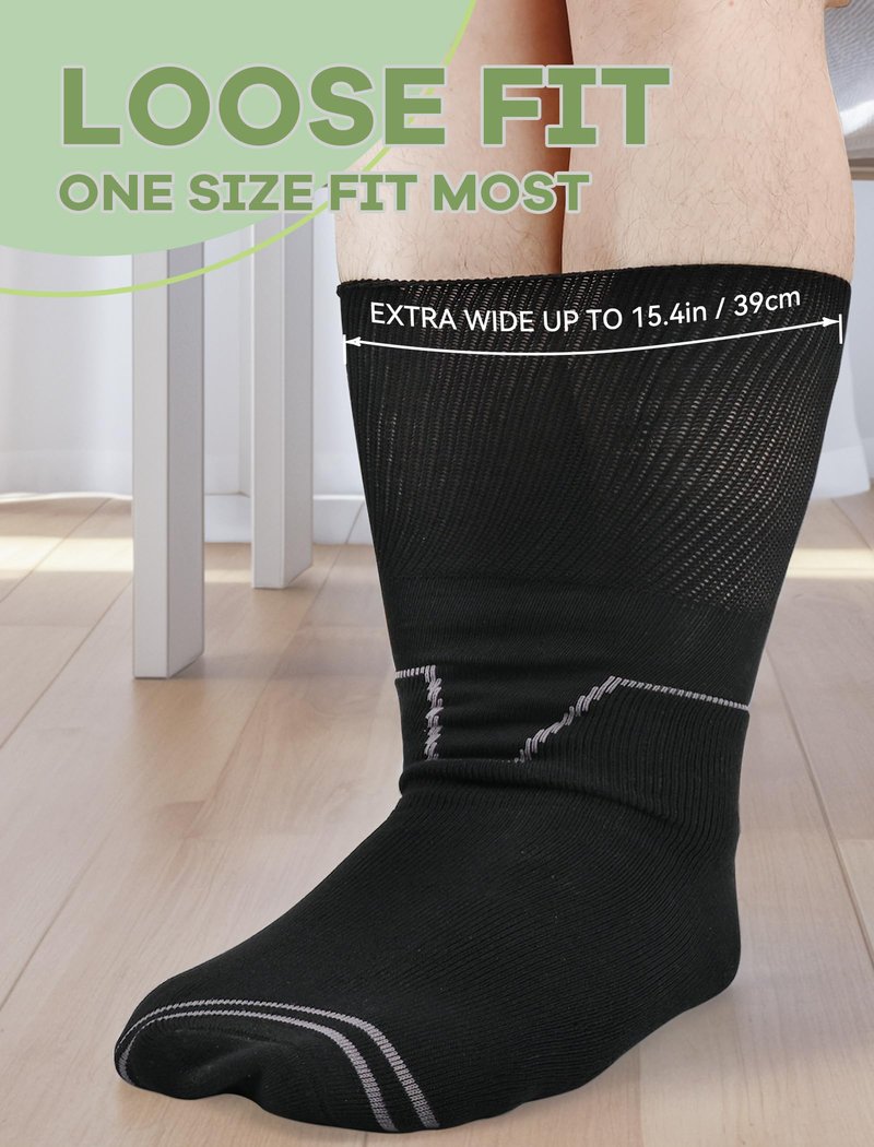 SONORAN Bamboo Viscose Walking Boot Socks (2 Pairs) Lightweight Replacement Sock Liner for Medical Tube Cast Socks to Wear Under Air Cam Walkers and Leg or Foot Fracture Boot Black