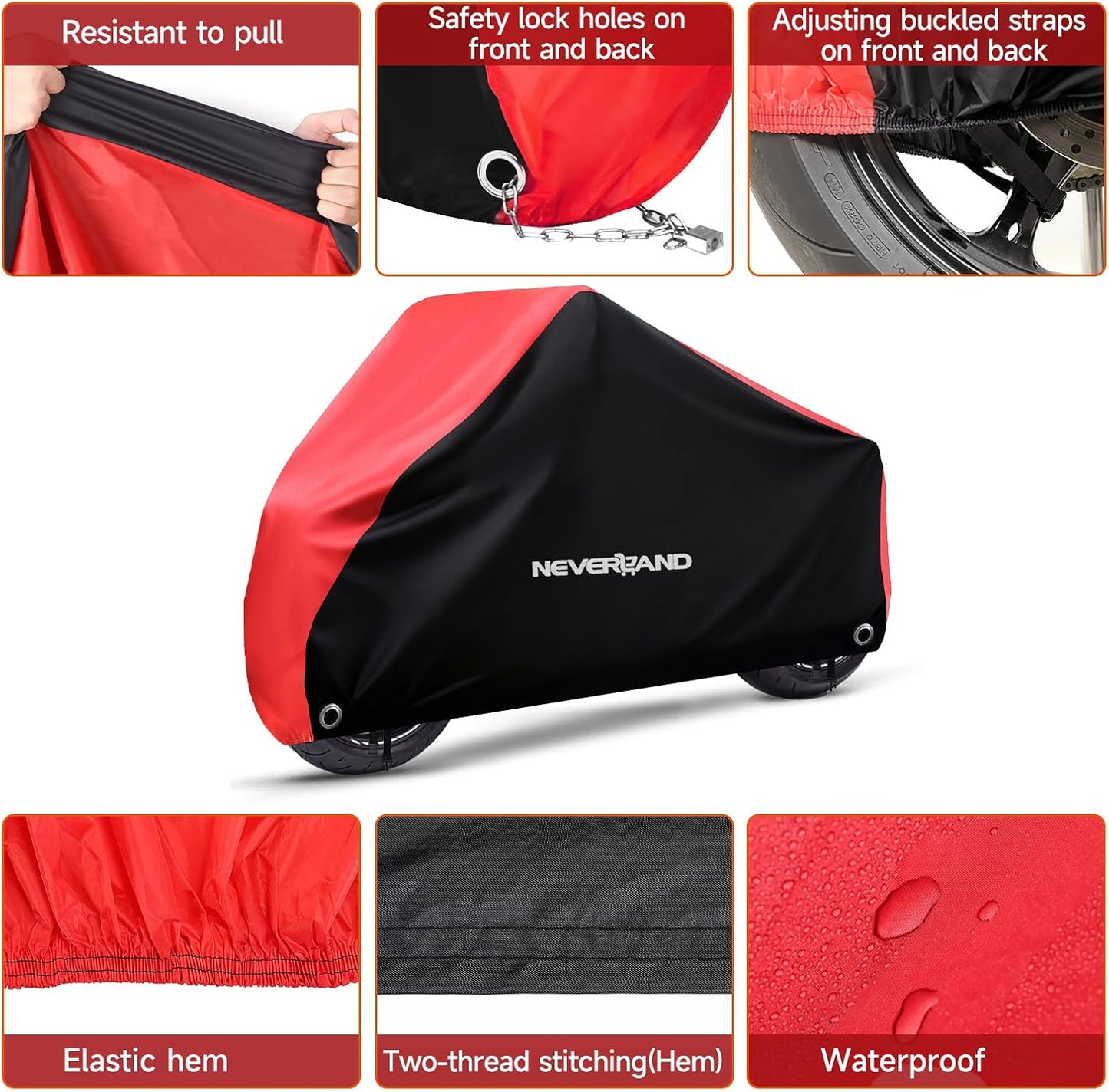 Neverland Motorcycle Cover - Waterproof All-Season Heavy-Duty Protection | Fits Most Bikes Up to 86”