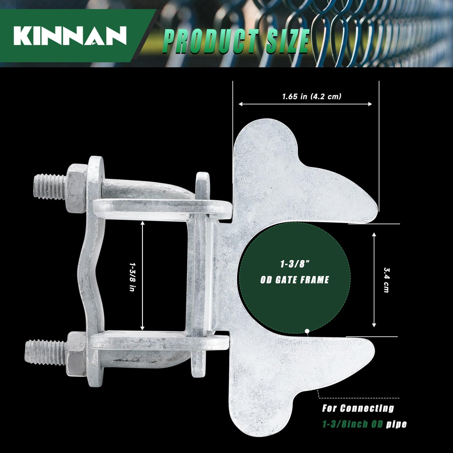 1-3/8" Kennel Gate Latch,KINNAN Butterfly Gate latches,Chain Link Fence Gate Latch Lock for Dog Kennels with Padlock Hole,Kennel Panels from 1-3/8'' to 1-3/8" Kennel Gate Frame 1 PCS