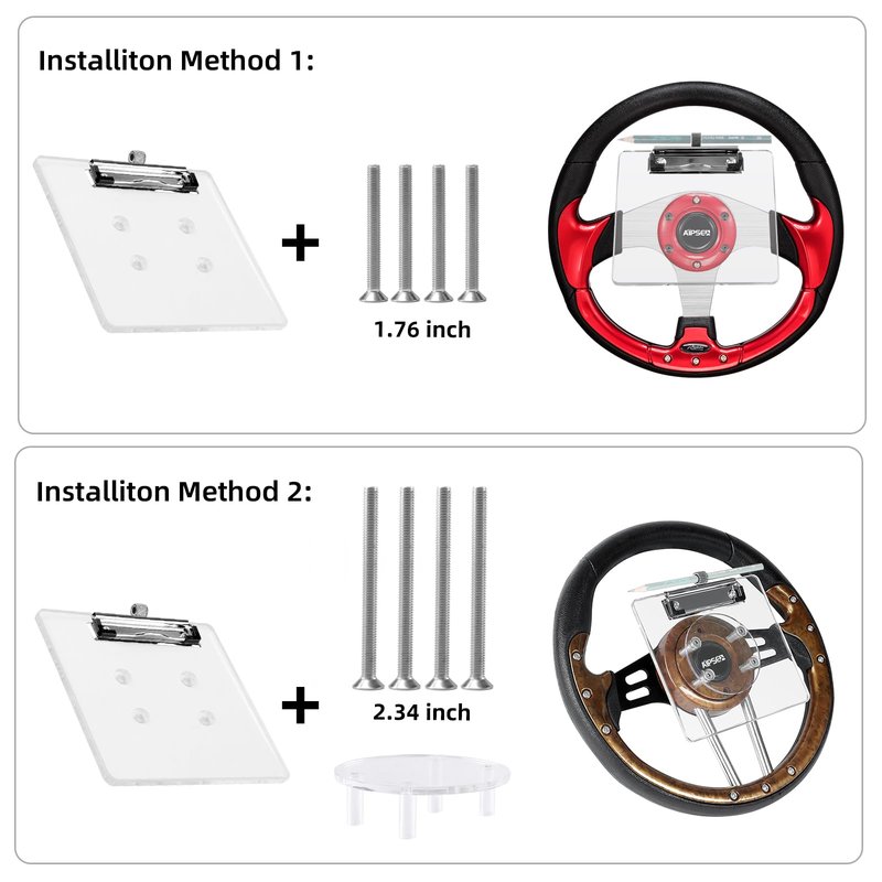 AIPSET Golf Cart Scorecard Holder w/Pencil Holder Compatible with EZGO Club Car Yamaha and Other 5-6 Holes Golf Cart Steering Wheel, Firmly Clamp & Adjustable Pen Spring Loop, Easy to Install & Record