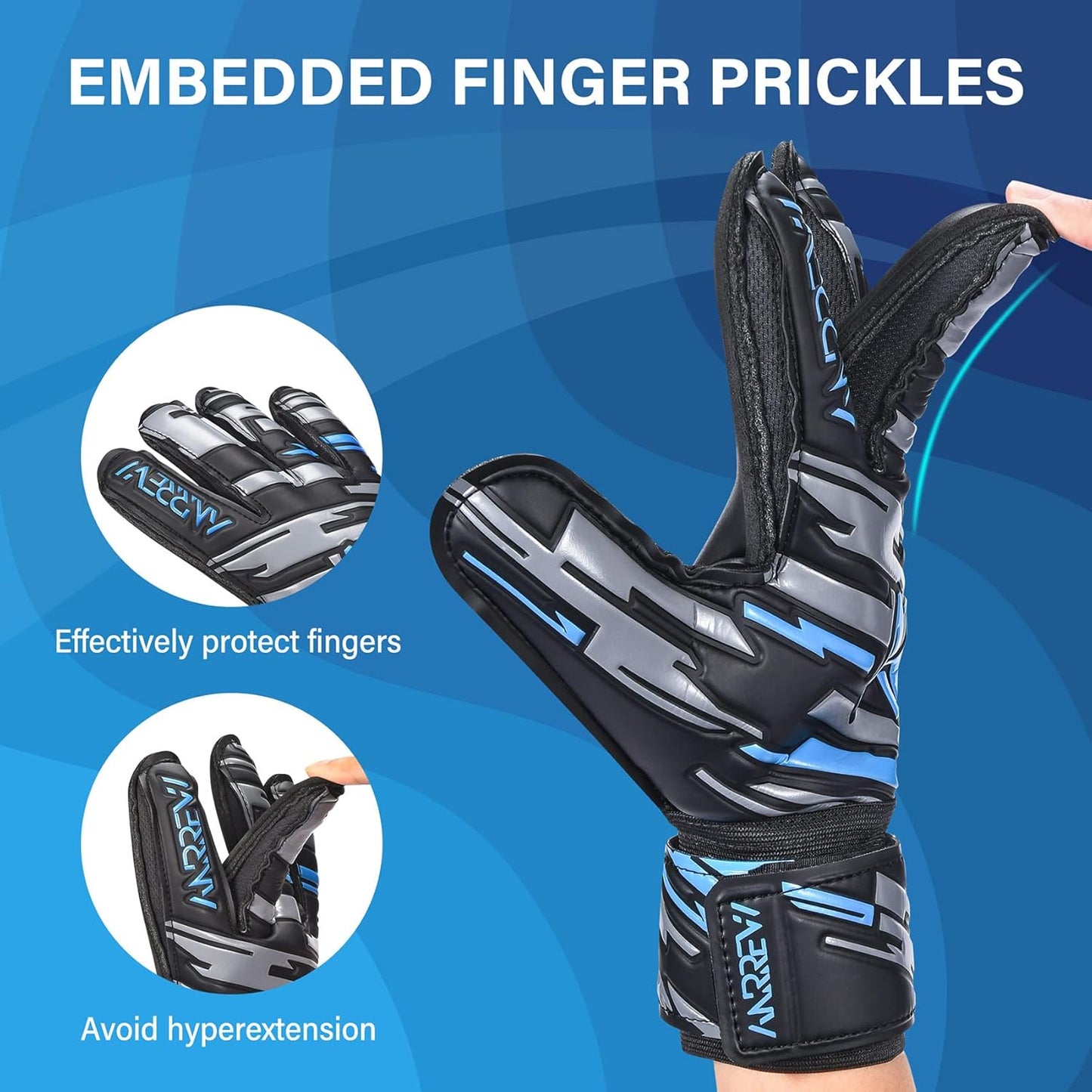 Skiennix Soccer Goalie Gloves - Finger-Save & Double Wrist Protection | Superior Grip for All Ages